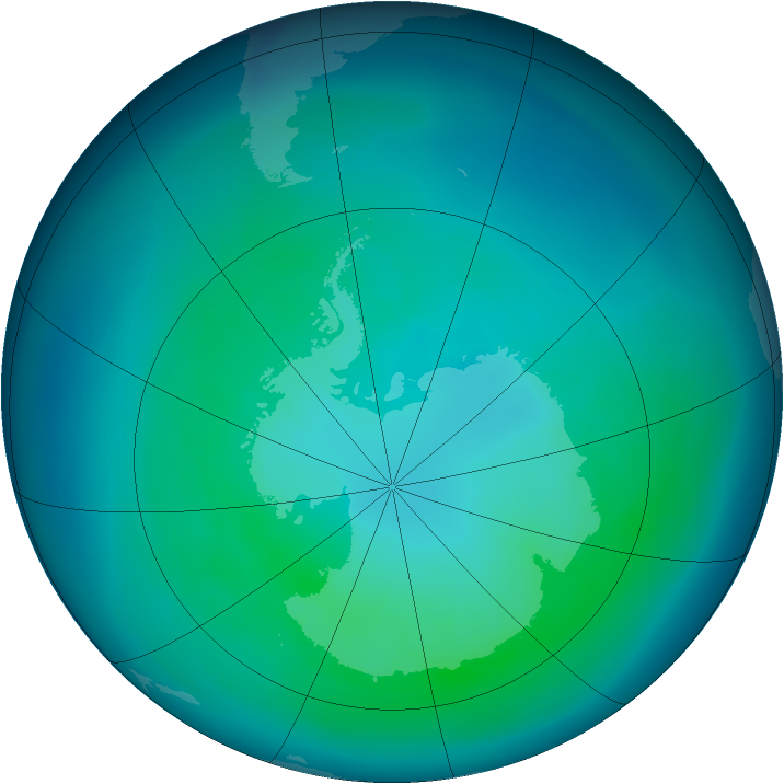Antarctic ozone map for March 2006